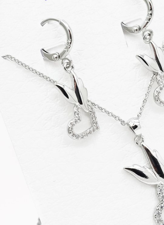 SET DE COLLAR Y DIJE EN RODIO CON MICROCIRCIONES/XUPING