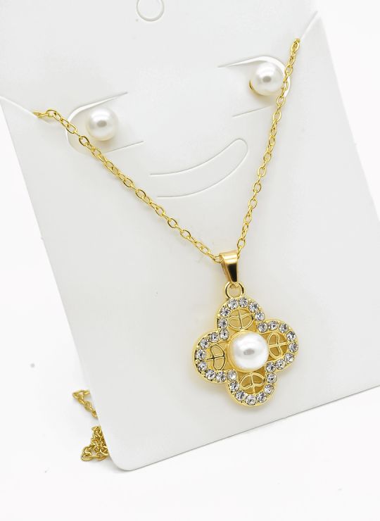 SET DE COLLAR Y DIJE EN RODIO CON MICROCIRCIONES/XUPING