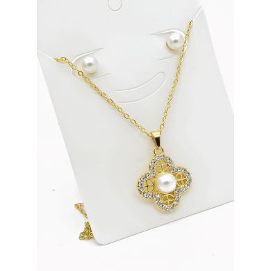 SET DE COLLAR Y DIJE EN RODIO CON MICROCIRCIONES/XUPING