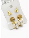SET DE ARETES X 3 CRISTALES SURTIDO/ACERO INOXIDABLE