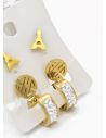 SET DE ARETES X 3 CRISTALES SURTIDO/ACERO INOXIDABLE