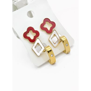 SET DE ARETES X 3 CRISTALES SURTIDO/ACERO INOXIDABLE