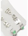 SET DE ARETES X 3 CRISTALES SURTIDO/ACERO INOXIDABLE