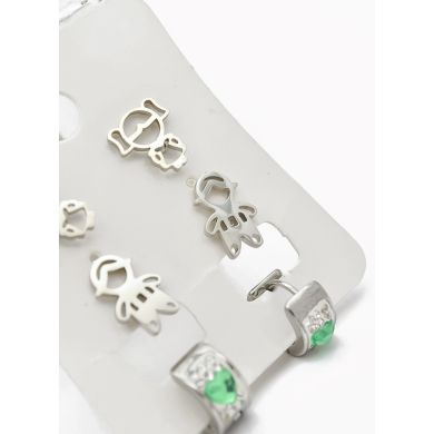SET DE ARETES X 3 CRISTALES SURTIDO/ACERO INOXIDABLE