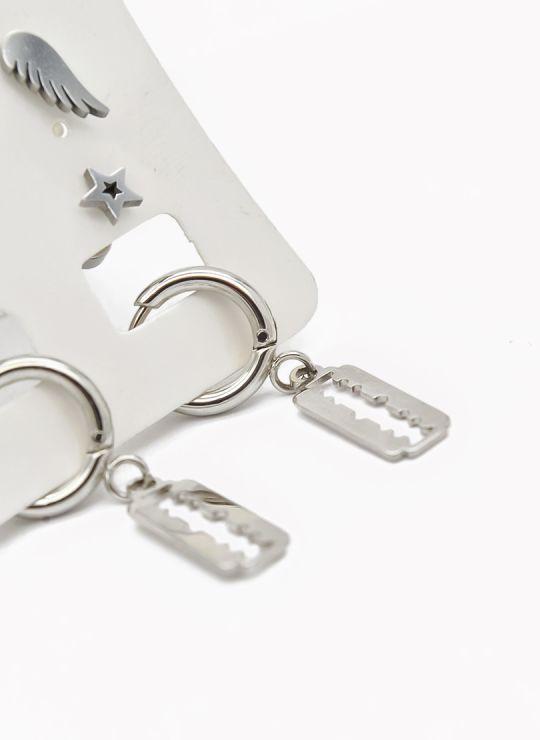 SET DE ARETES X 3 CRISTALES SURTIDO/ACERO INOXIDABLE