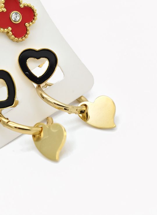 SET DE ARETES X 3 CRISTALES SURTIDO/ACERO INOXIDABLE