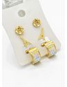 SET DE ARETES X 3 CRISTALES SURTIDO/ACERO INOXIDABLE