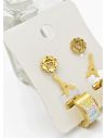 SET DE ARETES X 3 CRISTALES SURTIDO/ACERO INOXIDABLE