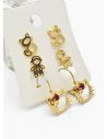 SET DE ARETES X 3 CRISTALES SURTIDO/ACERO INOXIDABLE