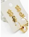 SET DE ARETES X 3 CRISTALES SURTIDO/ACERO INOXIDABLE