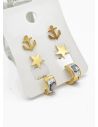 SET DE ARETES X 3 CRISTALES SURTIDO/ACERO INOXIDABLE