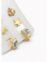 SET DE ARETES X 3 CRISTALES SURTIDO/ACERO INOXIDABLE