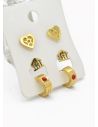SET DE ARETES X 3 CRISTALES SURTIDO/ACERO INOXIDABLE