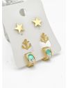 SET DE ARETES X 3 CRISTALES SURTIDO/ACERO INOXIDABLE