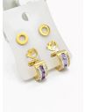 SET DE ARETES X 3 CRISTALES SURTIDO/ACERO INOXIDABLE