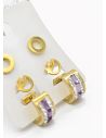 SET DE ARETES X 3 CRISTALES SURTIDO/ACERO INOXIDABLE