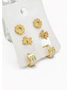 SET DE ARETES X 3 CRISTALES SURTIDO/ACERO INOXIDABLE