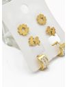 SET DE ARETES X 3 CRISTALES SURTIDO/ACERO INOXIDABLE