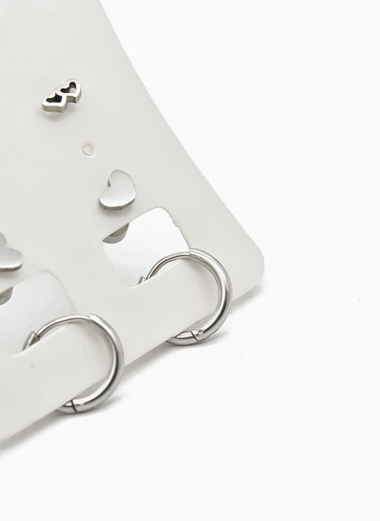 SET DE ARETES X 3 CRISTALES SURTIDO/ACERO INOXIDABLE