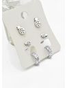 SET DE ARETES X 3 CRISTALES SURTIDO/ACERO INOXIDABLE