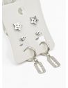 SET DE ARETES X 3 CRISTALES SURTIDO/ACERO INOXIDABLE
