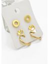 SET DE ARETES X 3 CRISTALES SURTIDO/ACERO INOXIDABLE