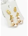 SET DE ARETES X 3 CRISTALES SURTIDO/ACERO INOXIDABLE