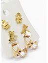 SET DE ARETES X 3 CRISTALES SURTIDO/ACERO INOXIDABLE