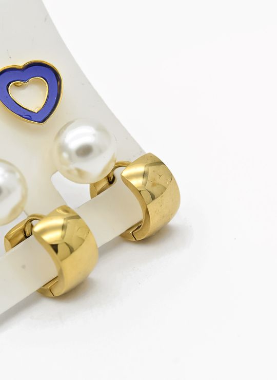 SET DE ARETES X 3 CRISTALES SURTIDO/ACERO INOXIDABLE