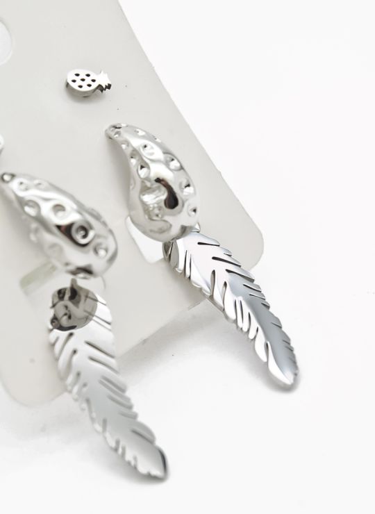 SET DE ARETES X 3 CRISTALES SURTIDO/ACERO INOXIDABLE