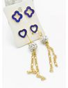 SET DE ARETES X 3 CRISTALES SURTIDO/ACERO INOXIDABLE