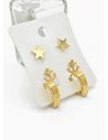 SET DE ARETES X 3 CRISTALES SURTIDO/ACERO INOXIDABLE