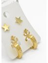 SET DE ARETES X 3 CRISTALES SURTIDO/ACERO INOXIDABLE