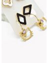 SET DE ARETES X 3 CRISTALES SURTIDO/ACERO INOXIDABLE