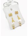 SET DE ARETES X 3 CRISTALES SURTIDO/ACERO INOXIDABLE