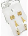 SET DE ARETES X 3 CRISTALES SURTIDO/ACERO INOXIDABLE