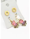 SET DE ARETES X 3 CRISTALES SURTIDO/ACERO INOXIDABLE