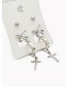SET DE ARETES X 3 CRISTALES SURTIDO/ACERO INOXIDABLE