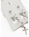 SET DE ARETES X 3 CRISTALES SURTIDO/ACERO INOXIDABLE