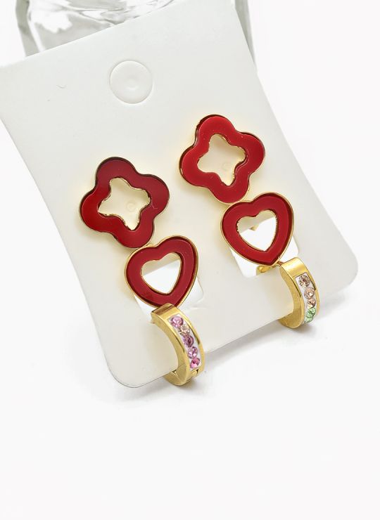 SET DE ARETES X 3 CRISTALES SURTIDO/ACERO INOXIDABLE