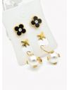 SET DE ARETES X 3 CRISTALES SURTIDO/ACERO INOXIDABLE