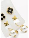 SET DE ARETES X 3 CRISTALES SURTIDO/ACERO INOXIDABLE