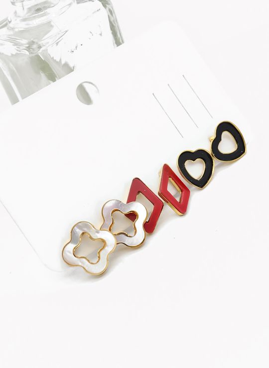 SET DE ARETES X 3 CRISTALES SURTIDO/ACERO INOXIDABLE