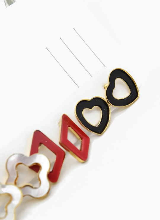 SET DE ARETES X 3 CRISTALES SURTIDO/ACERO INOXIDABLE