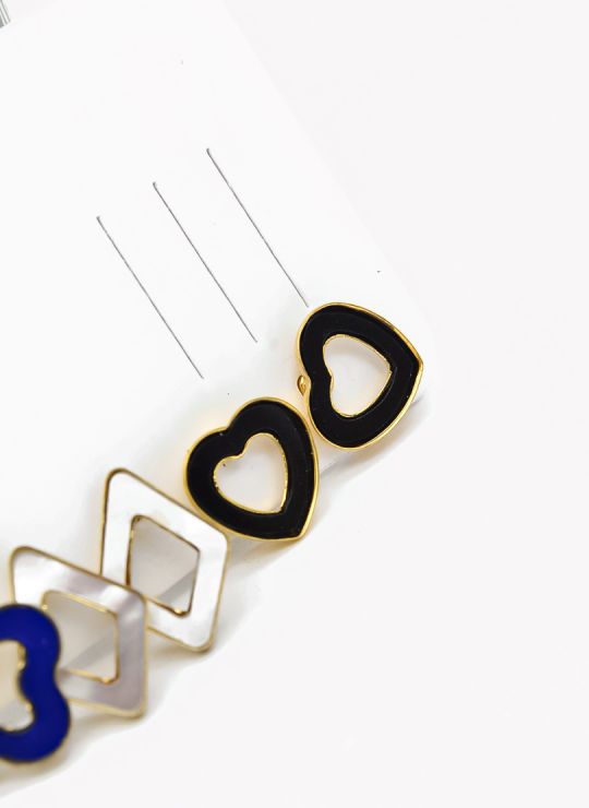 SET DE ARETES X 3 CRISTALES SURTIDO/ACERO INOXIDABLE