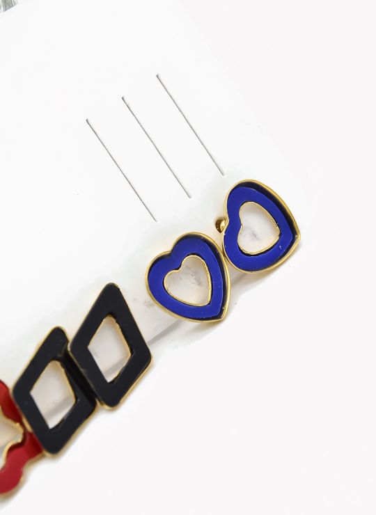 SET DE ARETES X 3 CRISTALES SURTIDO/ACERO INOXIDABLE