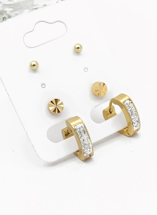 SET DE ARETES X 3 PARES RODIO XUPING /GARANTIZADO