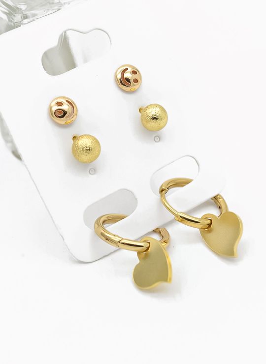 SET DE ARETES X 3 PARES RODIO XUPING /GARANTIZADO