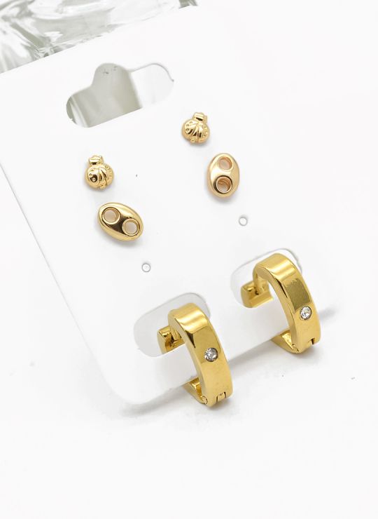 SET DE ARETES X 3 PARES RODIO XUPING /GARANTIZADO