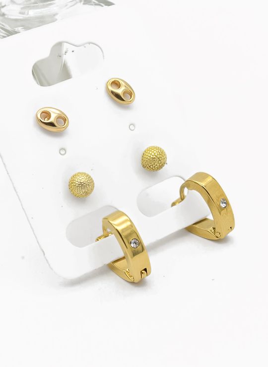 SET DE ARETES X 3 PARES RODIO XUPING /GARANTIZADO